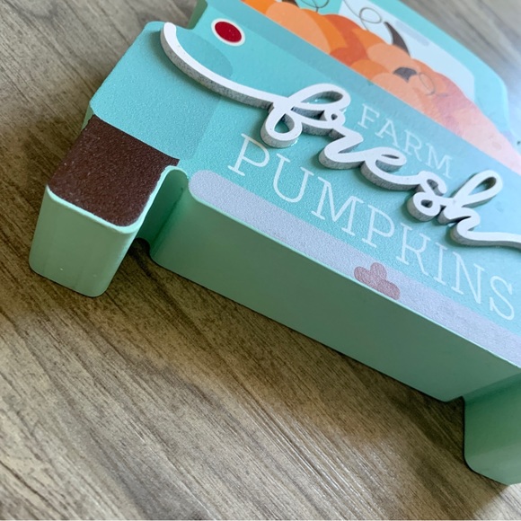 Turquoise Fall Farm Fresh Pumpkin Truck Table Sign - Picture 4 of 6